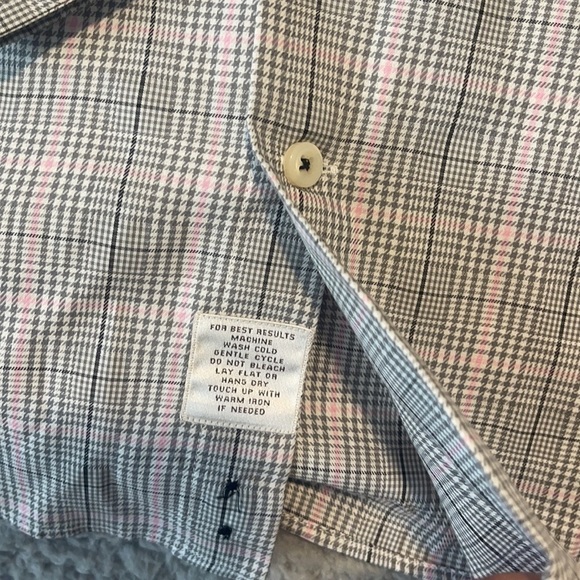 Peter Millar Shirt Mens Large Black/gray/pink Checked Long Sleeve Button Down - Picture 3 of 10